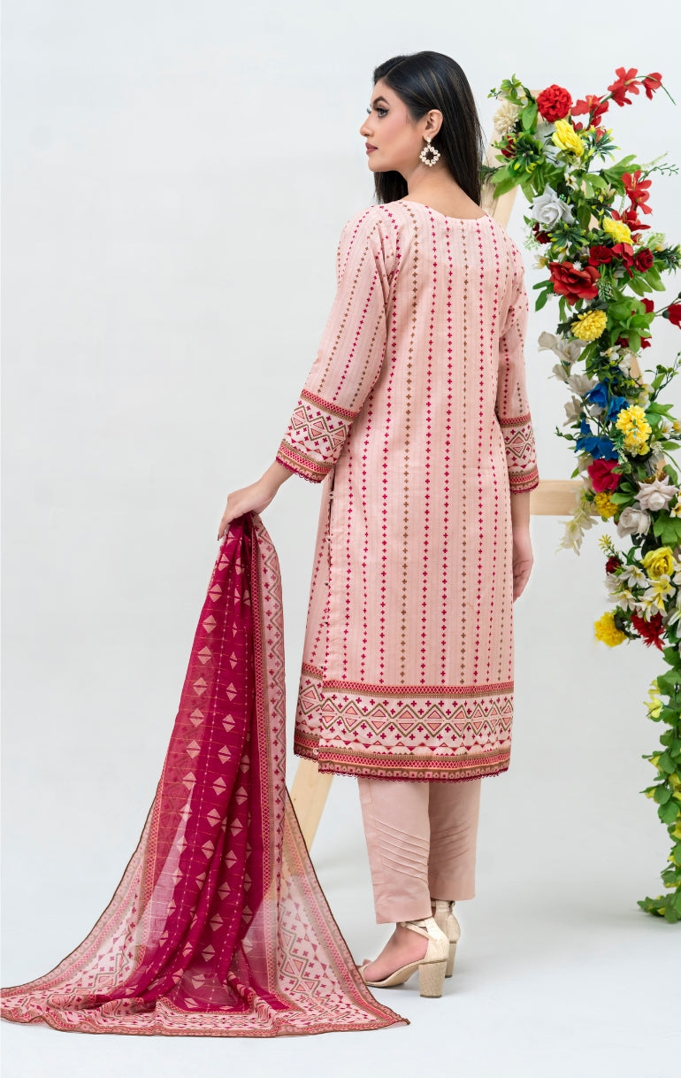 2 PIECE - Rosewood Bloom Lawn with Fancy Dupatta  - A9921